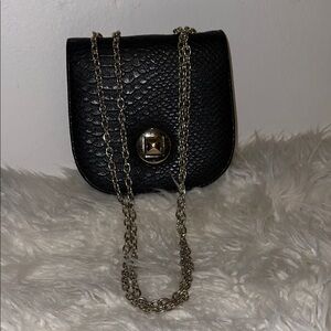 Black Textured Chain Bag